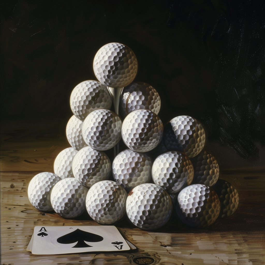 18 golf balls and an ace of spades; AI test 1
